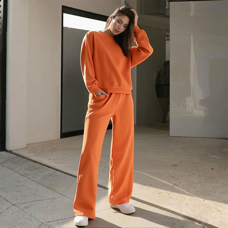 Women's Solid Color Fashionable European And American Sportswear Casual Set