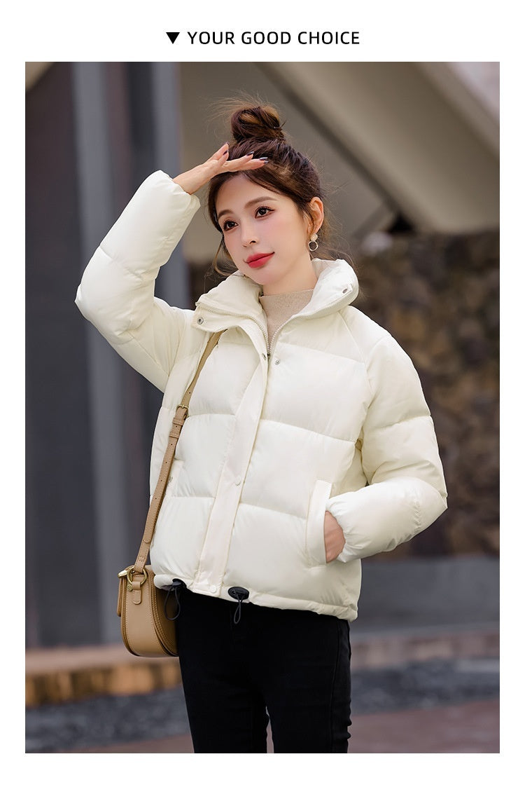 Winter Down Cotton Jacket With Stand Collar Women's Short Style