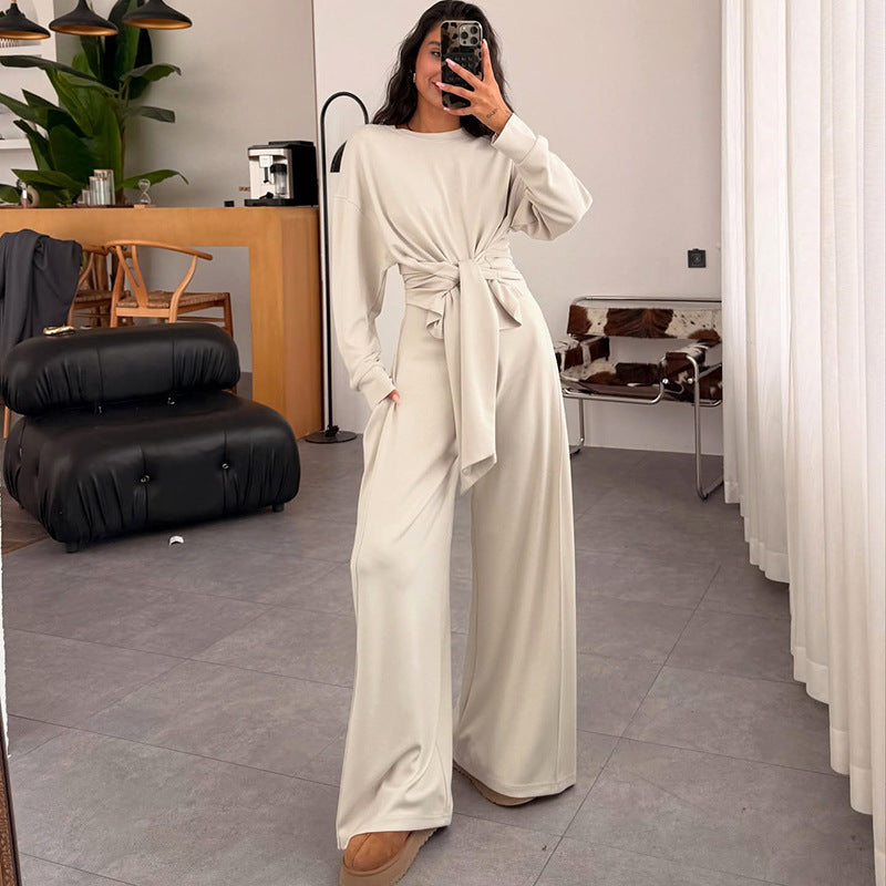 Stylish And Comfortable Waist-tied Ribbon Pants Casual Suit