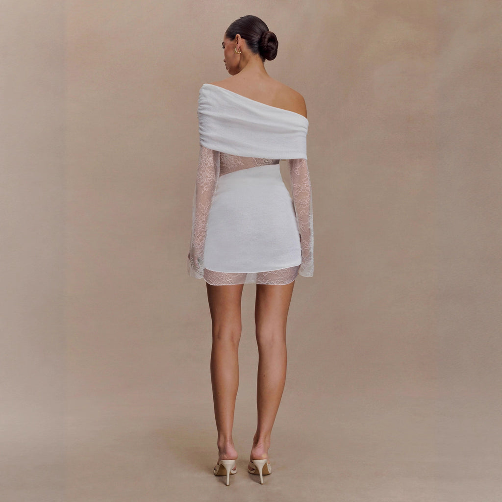 Hit Long-sleeve Off-shoulder Sexy Bodycon Pleated Dress