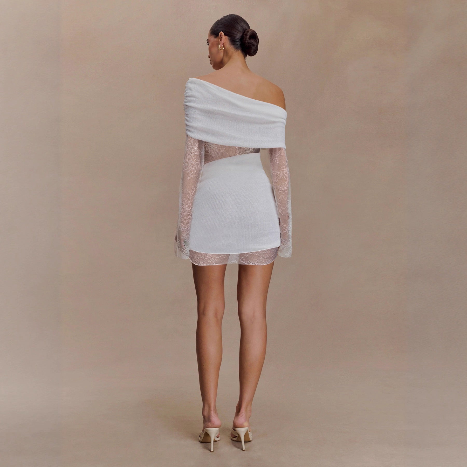 Hit Long-sleeve Off-shoulder Sexy Bodycon Pleated Dress