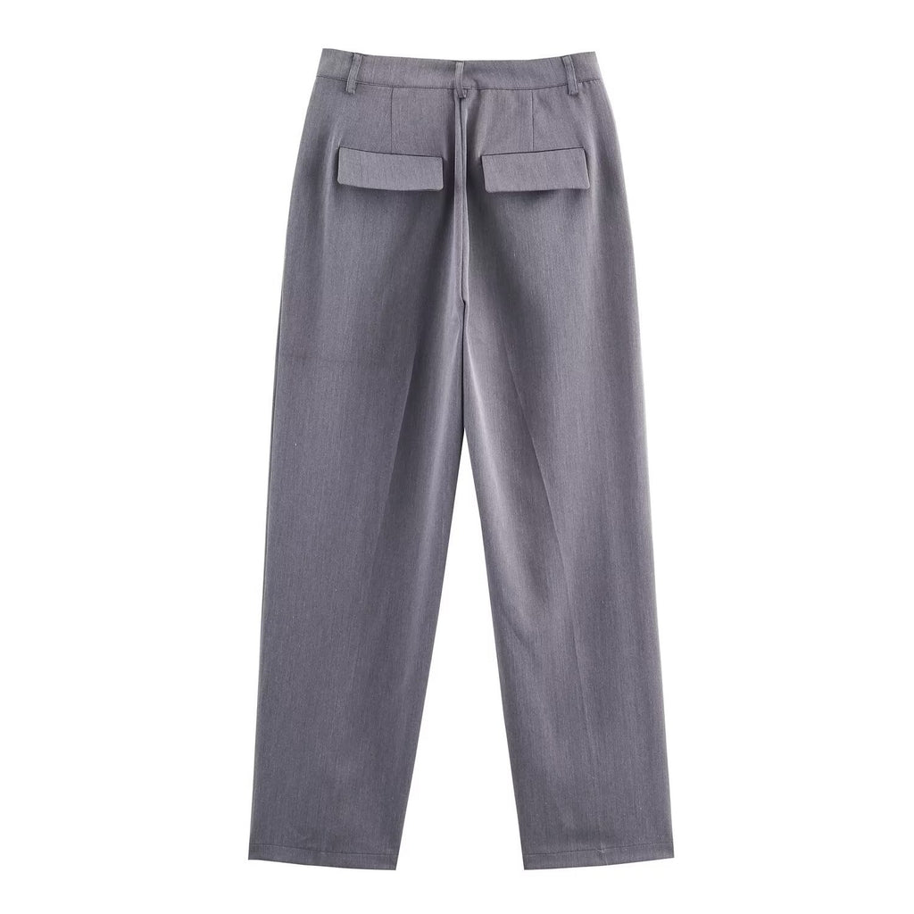 Women's Double-breasted Blazer With Belt Pants