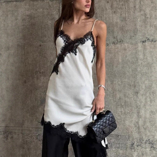 Women's Sexy Lace Contrast Color Dress