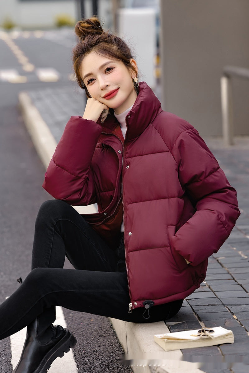 Winter Down Cotton Jacket With Stand Collar Women's Short Style