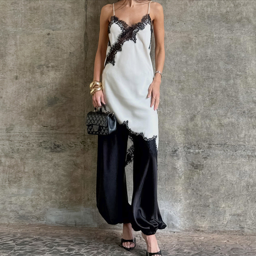 Women's Sexy Lace Contrast Color Dress