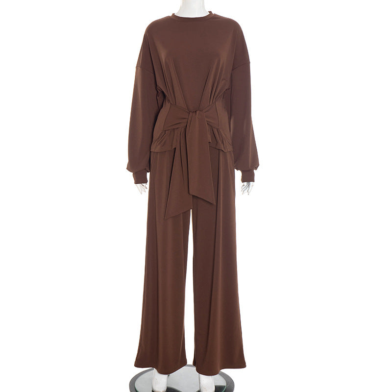 Stylish And Comfortable Waist-tied Ribbon Pants Casual Suit