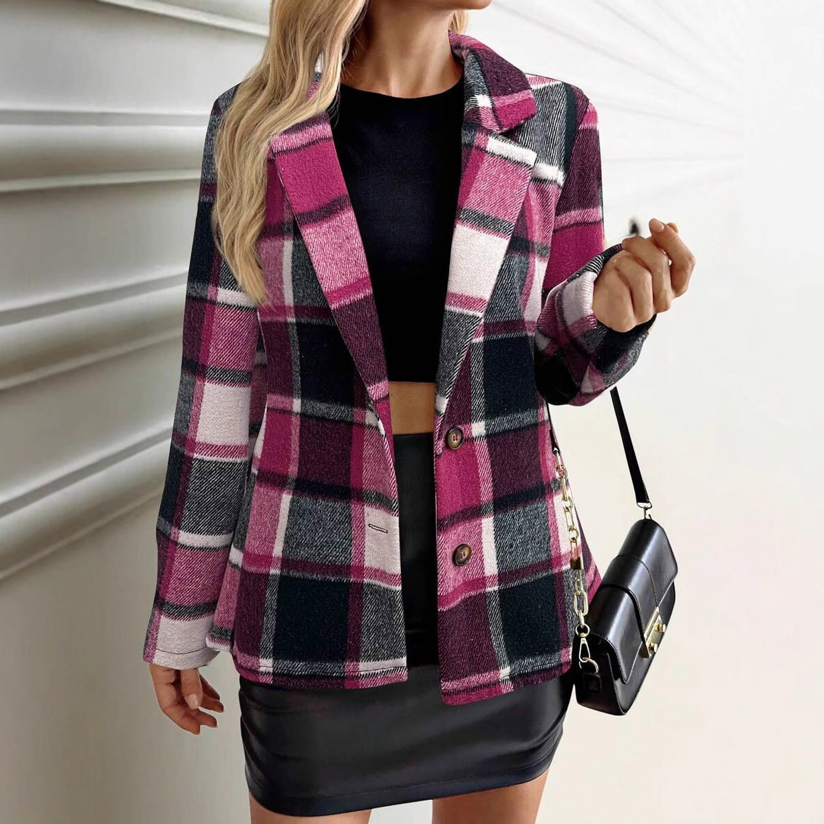 Loose Plaid Jacket Blazer Versatile