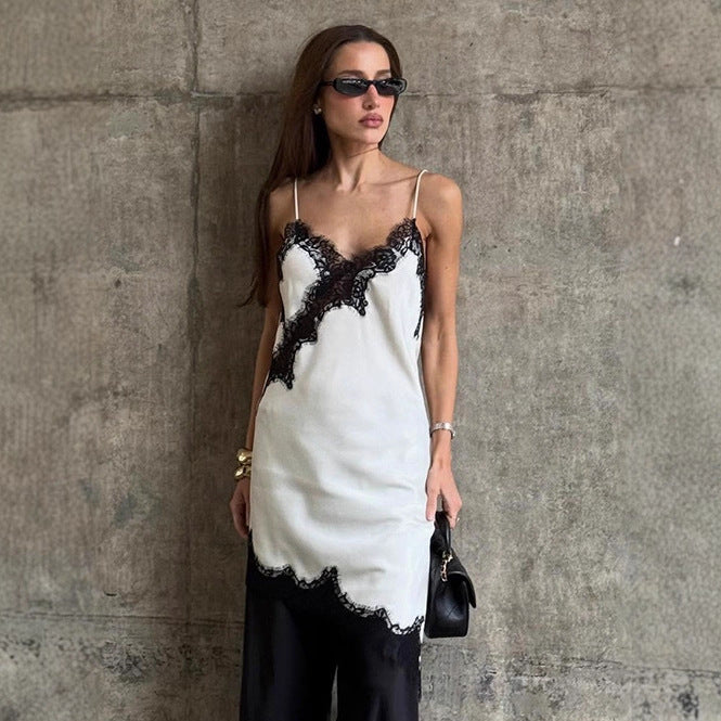 Women's Sexy Lace Contrast Color Dress