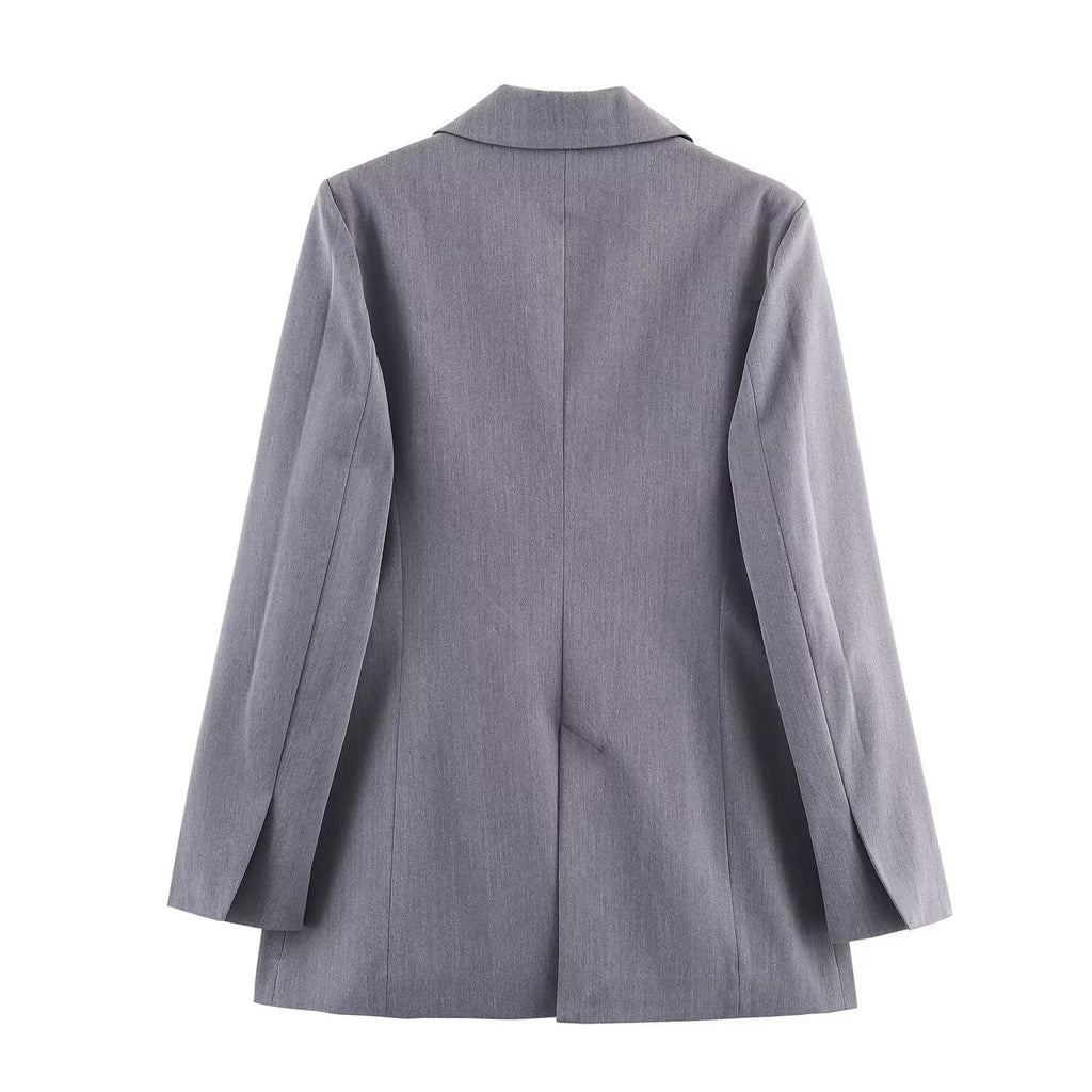 Women's Double-breasted Blazer With Belt Pants