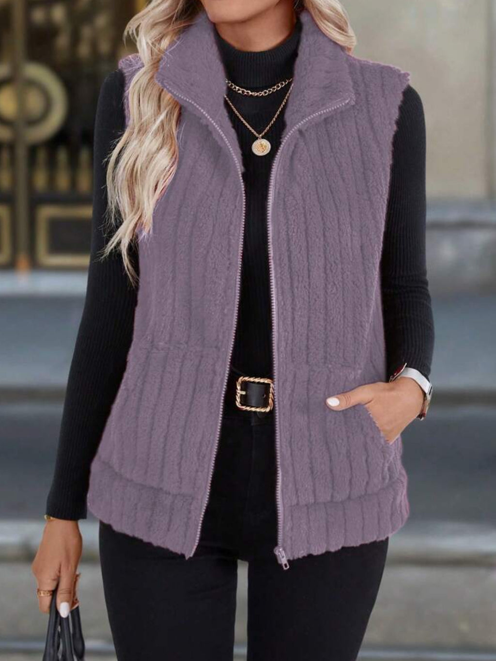 Women's Casual Versatile Lapel Zip Vest Top