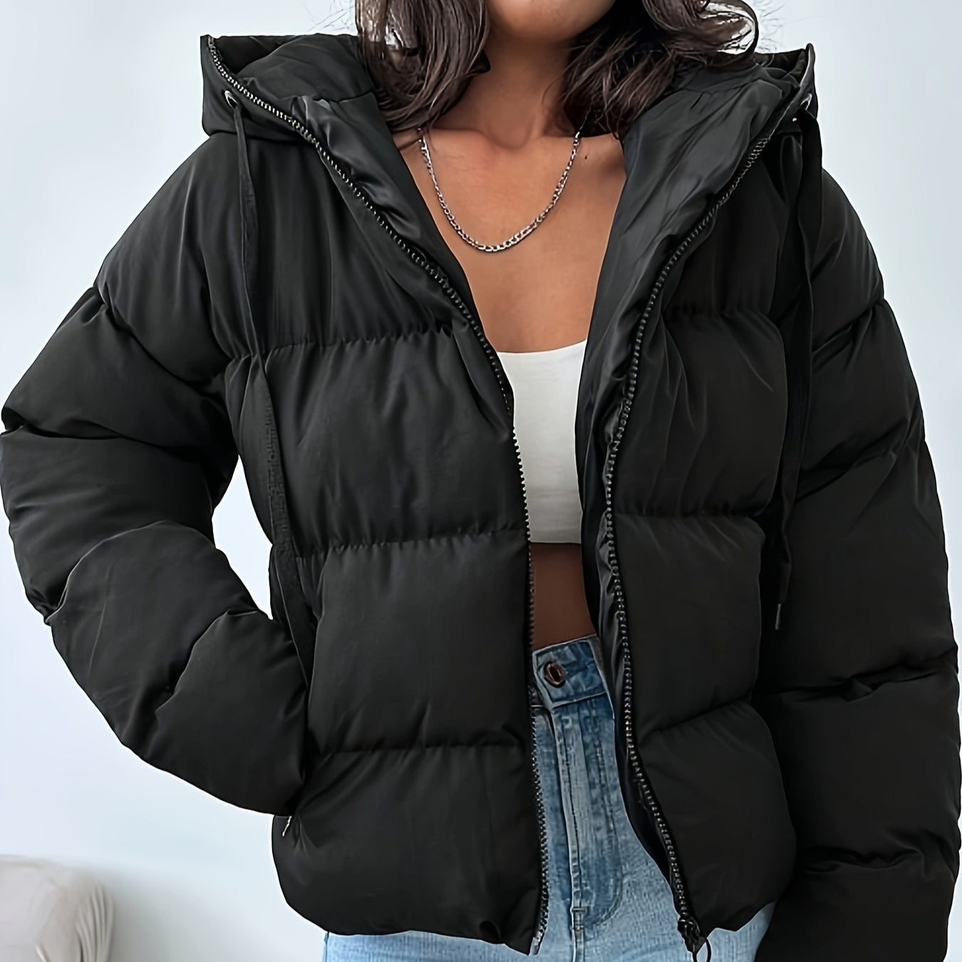 Women's Short Korean-style Loose Oversized Thick Warm Hooded Puffer Jacket