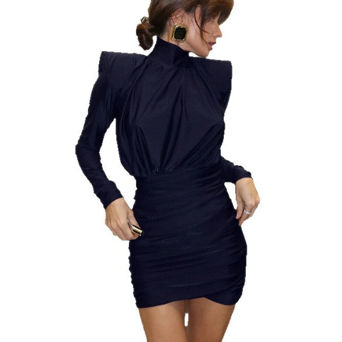Women's Long Sleeve Irregular Short Waist-tightening Dress